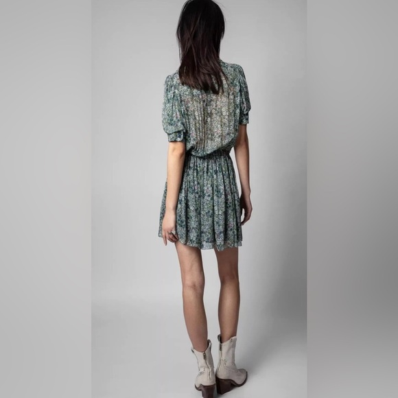 Zadig& Voltaire Betty Mousseline Liberty Garden Floral Wrap Dress, Mini, S - Picture 3 of 15